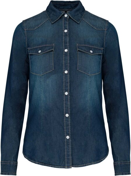 Kariban Damen Denim Bluse langarm K518