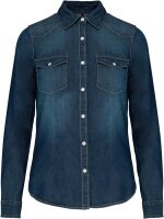 Kariban Damen Denim Bluse langarm K518