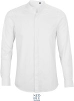 NEOBLU Herren Popeline Hemd mit Maokragen langarm Bart Men